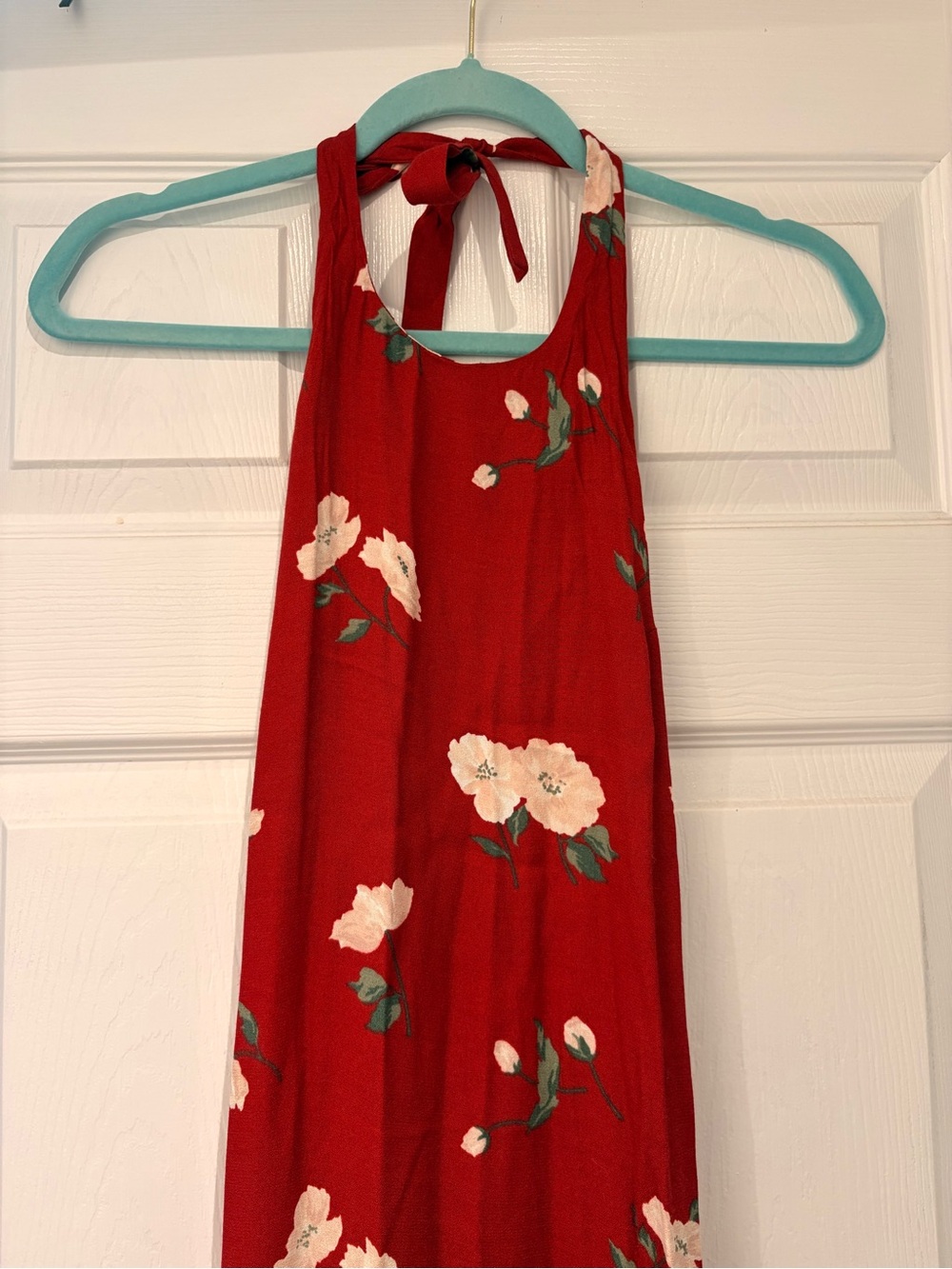 Reformation Red Floral Halter Maxi Dress